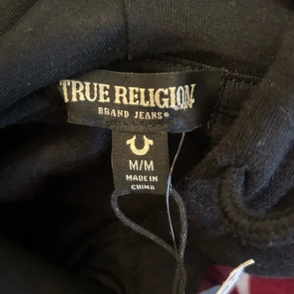 NWT True Religion Flocked Buddha Logo hoodie sz M - Picture 3 of 5